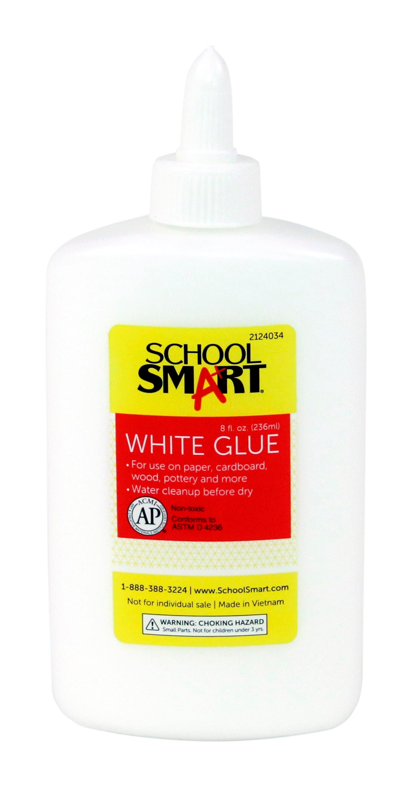 School Smart White School Glue, 8 Ounce Bottles, Pack of 12 2124034